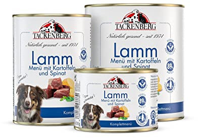 TACKENBERG Lamm mit Kartoffeln & Spinat Nassfutter Dose für Hunde - Hundefutter in Premiumqualität - natürlich getreidefrei - 12 x 800 g