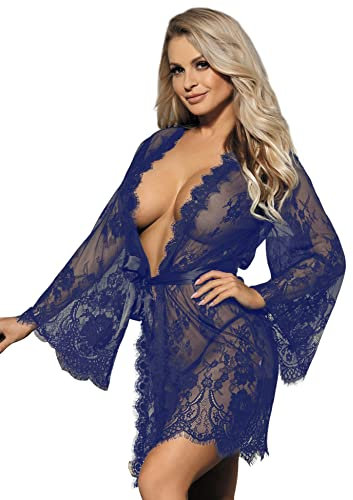ohyeahlady Womens Sexy Lingerie Set Plus Size Babydoll Nightwear , Blue , X-Large=UK 10-12