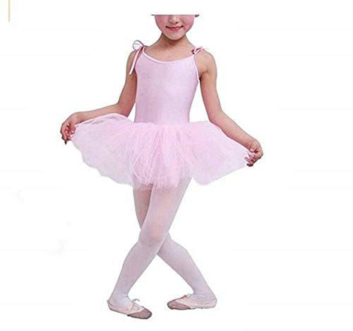 KIRALOVE Tutu da bambina per danza classica - rosa - body ballerina bimba - balletto - bretelle regolabili - gonna - 3 fili tulle - tg 120 - gonna bimba danza