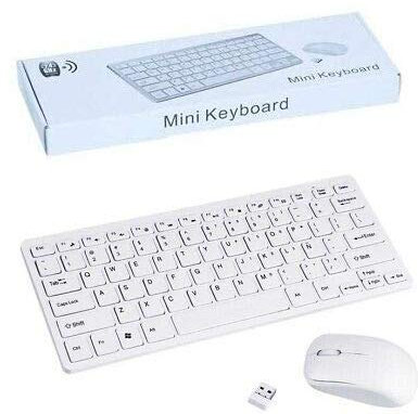 SUNIN Teclado y Raton inalambrico Mini en español Ñ para Ordenador PC+ Funda Silicona 32022 pequeño