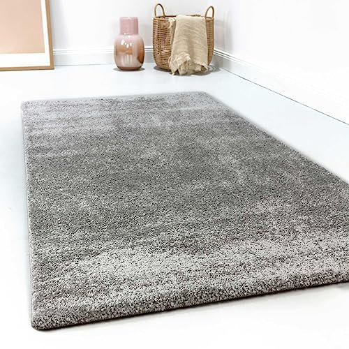 Esprit Home, Moderner Kurzflor Teppich - Läufer für Wohnzimmer, Flur, Schlafzimmer, California (80 x 150 cm, grau)