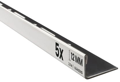 5x L-Profil Edelstahlschiene Fliesenschiene Fliesenprofil L250cm 12mm glänzend