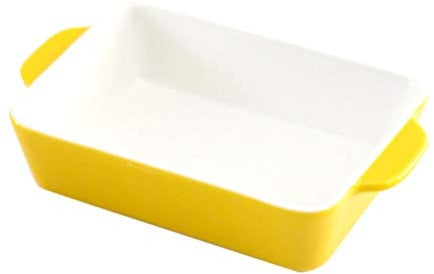 Cabilock Ceramic Casserole Dish, 21cm Large Baking Dish, Rectangular Lasagna Baker Pan, Nonstick Ceramic Bakeware for Cooking, Cakes, Lasagna & Gift, Microwave Baking Utensils - Yellow