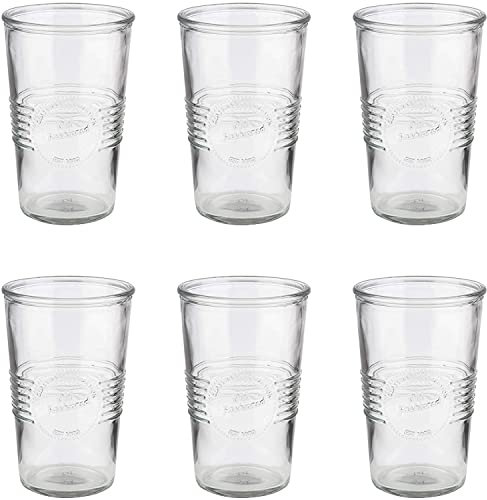 APS 10520 Old Fashioned Lot de 6 verres à eau, à jus, à limonade rétro Ø 7 cm, hauteur : 12,5 cm, 0,3 l, vintage, passent au lave-vaisselle, transparents