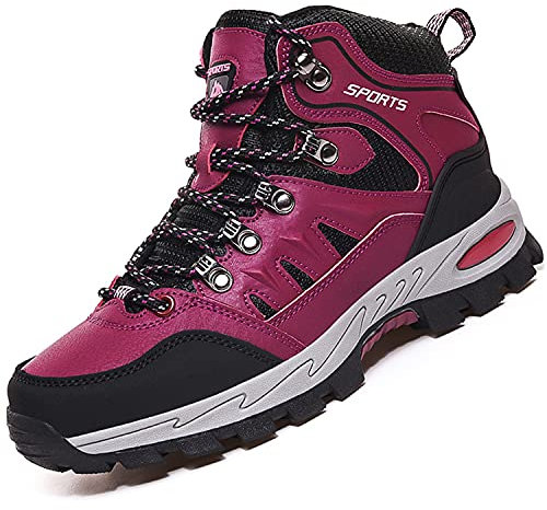 VTASQ Scarpe da Escursionismo Uomo Donna Arrampicata Sportive Impermeabili Traspiranti Passeggiate Stivali per Antiscivolo Sportive All'aperto Scarpe da Escursionismo Rosa Rossa 38EU