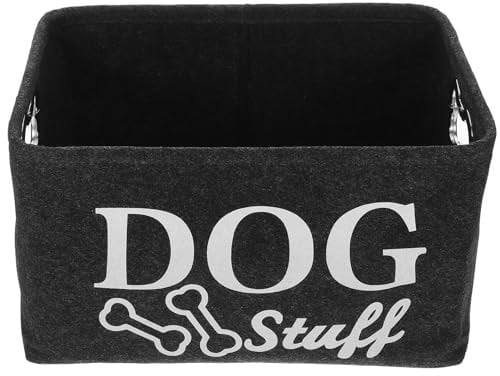 ULTECHNOVO Dog Toy Bin Box Basket Storage, Square Pet Supplies Storage Basket with Metal Handle for Pet Toys, Blankets and Accessories