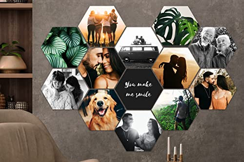 MuchoWow Ihr Fotowand selbst gestalten - Wandbilder auf Hexagon - Bilderrahmen Collage - Personalisierte Geschenke - Wandcollage Foto Wand Collage - Wanddeko Fotogeschenke mit eigenem Foto