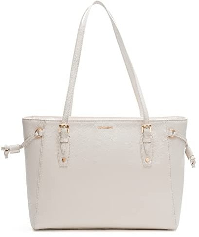 Lazarotti Bologna Leder Shopper Tasche Damen | Tote Bag mit seitlichen Kordelzügen | XL Schultertasche 36 cm
