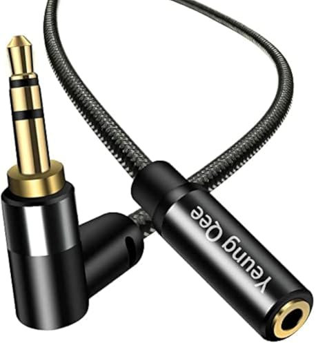Yeung Qee 3.5mm Male to Female Extension Stereo Audio Cable 0.3M, AUX Audio Headphone Extension Cable Stereo Jack Cord for Phones, Headphones, Speakers, Tablets, PCs and More (30cm)