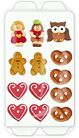 Lebkuchenwelt Lebkuchenhaus Zuckerfiguren Set - 13-teilig - Lebkuchen Hexenhaus Deko zum selber verzieren Zuckerdekor Zuckerdekoration