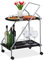 Relaxdays Servierwagen, 2 Ablagen, drehbare Rollen, HxBxT: 84 x 45 x 60 cm, moderner Rollwagen, Glas & Metall, schwarz