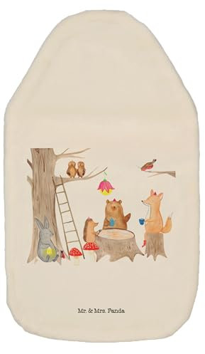 Mr. & Mrs. Panda Wärmflasche Waldtiere Picknick - Geschenk, lustige Sprüche, Kleine Wärmflasche, Kinderwärmflasche, Wärmflasche mit Bezug,