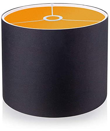 LgowithU Pantalla de tela para lámpara de mesa, pantalla de tambor medio, lámpara de pared, lámpara de noche y lámpara de pie, lino natural, tapa dura, hecha a mano, 32cm x 20cm, araña (negro)