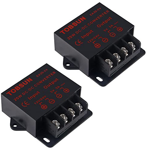DWEII 2er-Pack Stromwandler Regler DC 12V 24V auf 5V 5A 25W geregelte Stromversorgung Step Down Modul Transformator