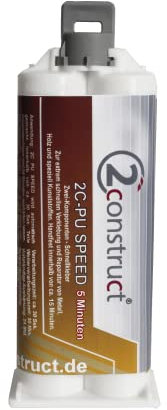 2Construct 2K PUR Speed Industriekleber Kunststoffkleber, 50g Kartusche, 5min, ohne Mischdüse