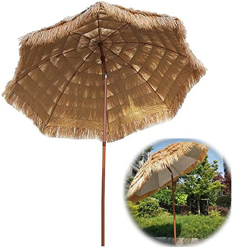 XPGEREP Sombrilla Plegable de Mercado, Sombrilla Redonda de Jardín, Sombrilla Hawaiana para Exterior, Jardín, Playa, Balcón y Terraza/Diameter 2.4m / Height 2.1m
