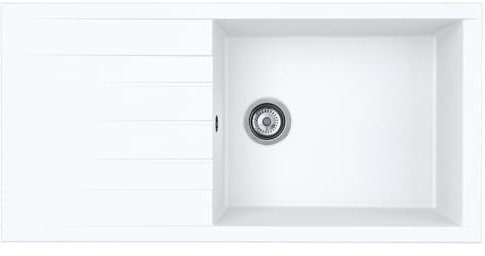 Liquida CU10WH 1.0 Bowl Composite Reversible Inset White Kitchen Sink with Waste