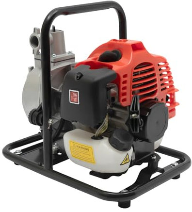 2-Takt-Motor Pumpe Benzin 43cc Wasserpumpe Kreiselpumpe leistungsstarke Gartenpumpe mit 1250 Watt 8000 l/h Förderleistung Schmutzwasserpumpe