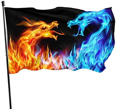 Außenbanner Lustige Feurige Drachen Fahne Langlebig Garden Flag Verblassen Beständig Garten Fahnen Für Garten, Drinnen Und Draußen, Bauernhaus, 90X150Cm