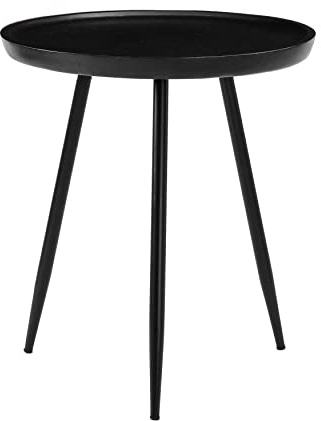 MH London Side Table - Dilan Tri Pin Small Nightstand. Exclusively Designed Hand-Crafted Round End Table. Modern Black Bedside for Bedrooms, Living Room and Home Office