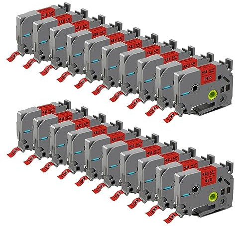 20x STRONIX Kompatibel Brother P-Touch Bänder TZe-431 TZe Schriftband TZ-431 Ub-431 Cassette 12mm Schwarz auf Rot Etikettenband für Beschriftungsgerät Brother Ptouch PT-H105 H100R H107B Cube Plus