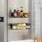 Coovee Magnetisches Gewürzregal Schwarz, 2/4 Stück Hängend Kühlschrank Regal Magnete Gewürzhalter Metall Küchenregal Gewürz Organizer Gewürzregal Ohne Bohrung Selbstklebend (Gitterartig-2PCS)