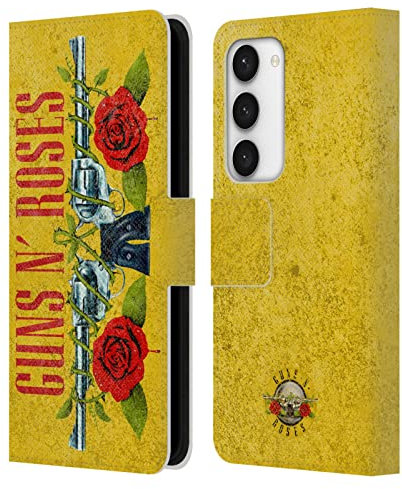 Head Case Designs Offizielle Guns N' Roses Pistolen Vintage Leder Brieftaschen Handyhülle Hülle Huelle kompatibel mit Samsung Galaxy S23 5G