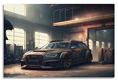 HALOUB Sportauto-Poster für Audi RS6 Avant Rennauto Supercar Dekorative Malerei Leinwand Wand & Kunstbild Druck Familie Schlafzimmer Dekor 30 x 45 cm