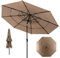 COSTWAY Ombrellone da Giardino 293 cm a 3 Livelli, Ombrellone da Esterno con Doppia Ventilazione, Inclinazione Regolabile, con Manovella 8 Stecche, Ombrellone da Spiaggia Giardino Piscina (Caffè)