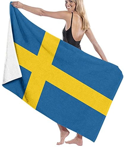 403 Serviette De Sauna Drapeau Suède Serviettes De Toilette Microfibre Serviette De Bain Séchage Rapide Serviette De Plage pour Plage Camping Salle De Bains