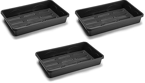 EarlyGrow Robuste 38 cm mittlere Standard-Samenschale mit Drainagelöchern, für Garten, Gewächshaus, Samenstart-, Keim- und Pflanzen-Anzuchttablett – 38 x 24 x 6 cm – 3 Stück