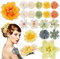 20PCS Barrette Fleur Artificielle Pince à Cheveux Bohême Hair Clips Epingle à Cheveux pour Femmes Filles Hawaii Décoration pour Coiffure de Carnaval Danseuse Piscine Plage Mariage,Vert Jaune