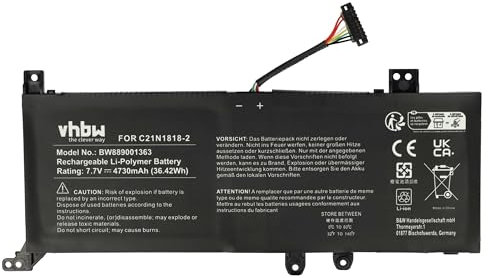 vhbw batteria compatibile con Asus F415JA, F415M, F415MA, F515J, F515JA, F515JP, F515M, F515MA notebook (4730mAh, 7,7V, Li-Poly)