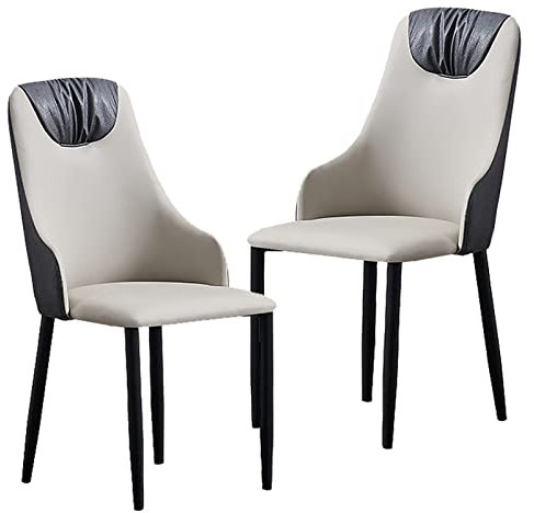 Set mit 2 modernen Küchenstühlen aus der Mitte des Jahrhunderts: Bequeme Bauernstühle mit Metallbeinen und PU-Lederpolsterung, perfekt für ESS- oder Wohnzimmer, Grau, 39 x 43 x 89 cm (15 x 17 x 35