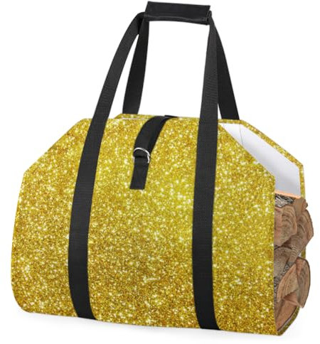 Borsa per legna da ardere con illustrazione scintillante, robusta borsa per il trasporto di legna da ardere, resistente, per barbecue e campeggio