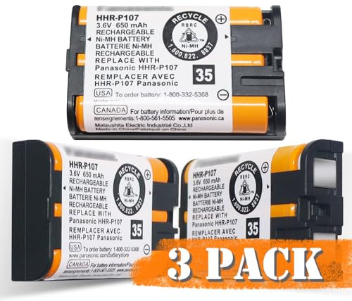 CUCESH HHR-P107 NI-MH Akku für Panasonic 3,6 V 650 mAh Telefonakku für schnurlose Telefone, langlebig, 3 Stück