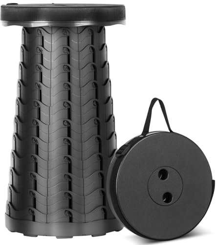 HIGSPE Tabouret Pliant Portable, Tabouret Pliant Camping Réglable en Hauteur 6.5-45cm, Télescopique Chaise Pliable Portable D'extérieur pour BBQ, Pêche, Cuisine, Maxi Charge 180 kg/397 LB
