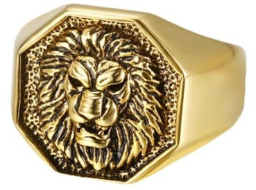 BISONBLUE Ringe Herren Ring Damen Männer Rings Geschenk Löwe Herren Damen Ringe Punk Trendy Einzigartig für Paar Männlich Biker Kreativität 11 R760-Lion