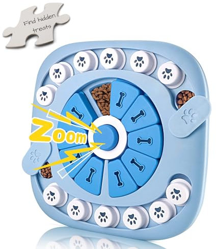 DUDULOVY Dog Puzzle Toys Level 2, Dog Puzzles for Smart Dogs, Interactive Dog Treat Puzzles for Large Medium Small Dogs with Suqeaky Dog Button Design