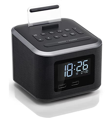 TsoLay Bluetooth Alarm Clock Speaker, Portable Wireless Speaker with 2.5 LCD Display, Dual USB Charging, Alarm and Snooze Function, Brightness Adjustment, for Christmas, Party, Home, Travel