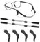 XFentech Black Eyewear Retainer Set - 2 Pcs Adjustable Silicone Eyeglasses Strap with 2 Pairs Anti-Slip Ear Hooks for Sunglasses Reading Glasses for Men Women Children