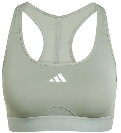 adidas Damen PowerReact Training Bra, Silver Green/White, L