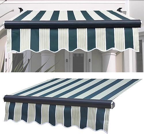 Einziehbarer wasserdichter Polyester Himmelbezug - Terrassen-Markise für Sonnenschutz, Terrasse, Balkon und Laden ohne Rahmen - Ersatzstoff gestreift (Größe: 7 x 2 m)