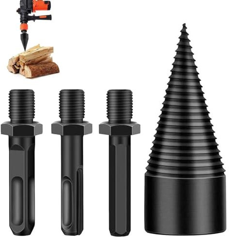 Bohrkegel Holzspalter 32mm，Holzspalter Schraube Kegel, Schraube Kegel Schaft mit Quadratischen/Sechseckigen/Runden Schäften,für Elektroschraubendreher-Kegelbohrer
