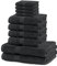 DecoKing 10er Set Baumwolle Qualität 525g/m² 4 Gästehandtücher 30x50 cm 4 Handtücher 50x100 cm und 2 Badetücher 70x140 cm Grafit anthrazit saugfähig Marina