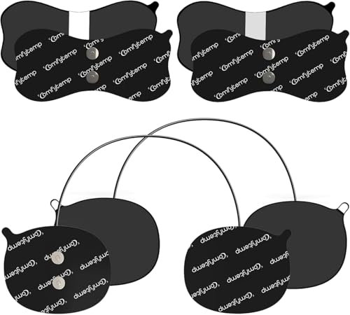Comfytemp TENS Gerät Elektroden Pads(nur für K6122/K6114), (2+2)er-Pack Kabellose Pads(6x13/7x9cm) Wiederverwendbare, hochwertigem Selbstklebeleistung und nicht reizendem Elektrotherapie BLACK