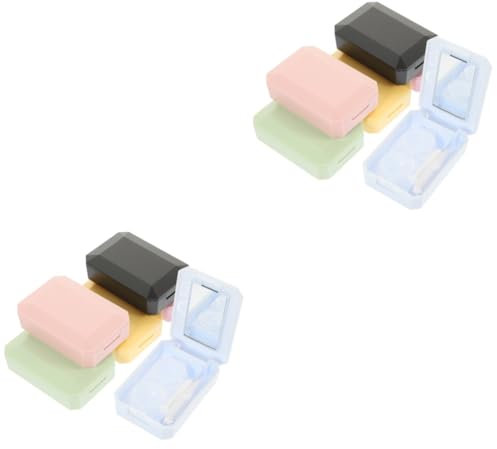 Beavorty 12sets Portable Mirror Contact Lens Case for Halloween Travel Lens Case Holder Box Contact Lenses Kit Random Color