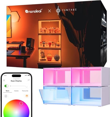 Nanoleaf Smart LED Schuhboxen 4er Starterpack, Stapelbare transparente Vitrinen für Figuren & Dekoration, Aufbewahrungsboxen Musik Sync, WLAN App- & Sprachsteuerung (kompatibel mit Alexa, Apple Home)