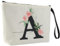 Blisswave Pochette Donna, Pochette Trucchi Personalizzata con Nome Dalla A alla Z, Cerniera In Metallo di Alta Qualità, Design di Stampa Raffinato, Foderata, Regali Personalizzati (Beige)