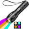 MVIOCS Linterna multifunción recargable 4 en 1, 4 modos de color: rosa, azul, amarillo, ámbar, LED de 2000 lúmenes, enfoque ajustable, impermeable, linterna